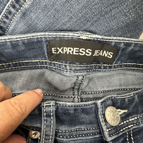 Express Jeans Women's 2 Stella Skinny Regular Fit Low Rise Dark Wash Stretch EUC - Picture 8 of 9
